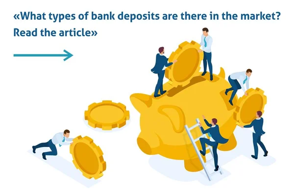 Isometrische Concept van investeren in een bankstorting — Stockvector