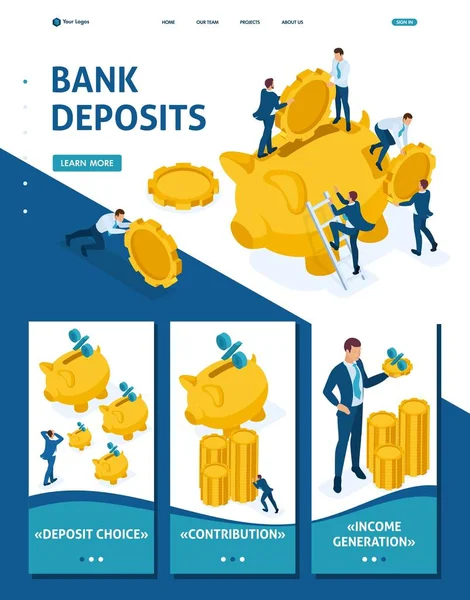 Ізометрична концепція інвестування в банківський депозит — стоковий вектор