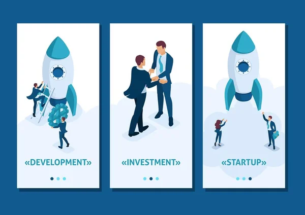 Ισομετρική ανάπτυξη και τις Startup επιχειρήσεις — Διανυσματικό Αρχείο