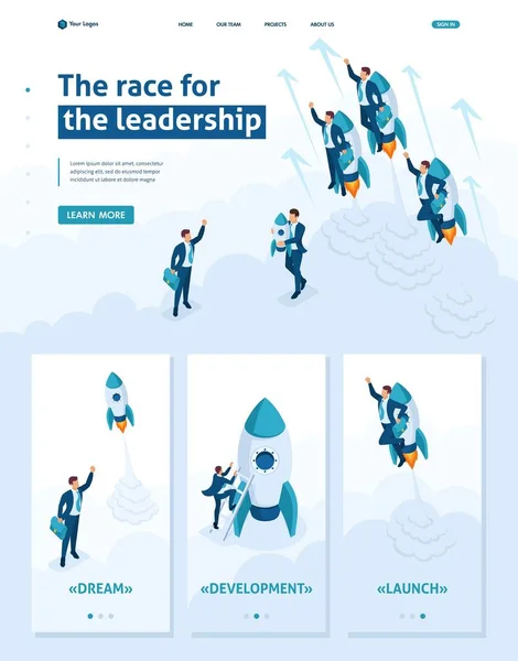 Course isométrique pour le leadership, la compétition — Image vectorielle