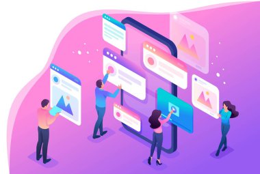 Uygulama tasarım yaratma izometrik süreci