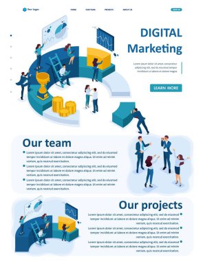 İzometrik İşadamları Dijital Pazarlama Yapın