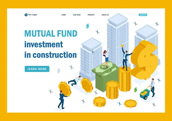 Fondo Mutuo Isométrico Inversión en Construcción — Archivo Imágenes Vectoriales
