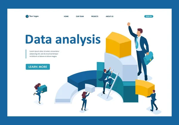 Datos isométricos para análisis, creación de gráficos — Vector de stock