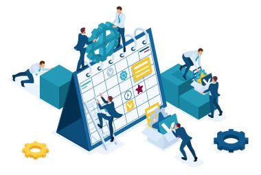 Isometric İşadamları gelecek ay için bir iş planı hazırlıyorlar. Web tasarımı için kavram