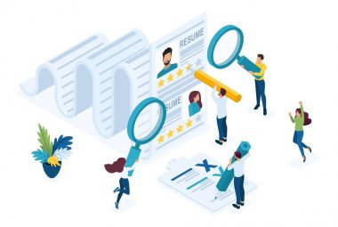 Isometrik İnsan Kaynakları Müdürü, özetin değerlendirilmesi, işe alma kavramı. Web tasarımı için konsept