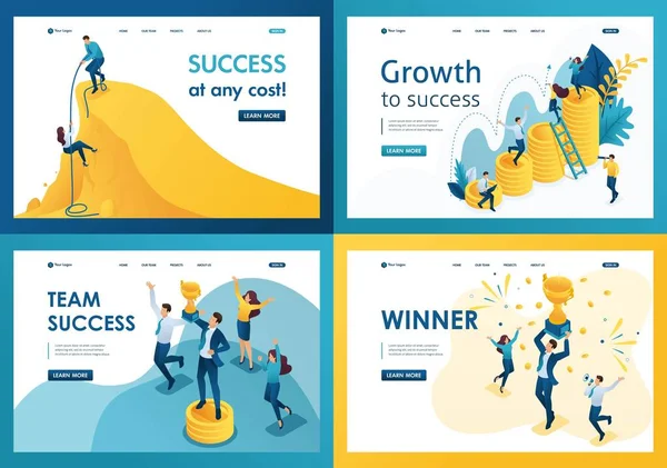 Başarılı hareket tasarım Web sayfası şablonları ayarlayın. Web sitesi ve mobil web sitesi geliştirme için modern Illustration kavramları