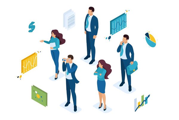 Изометрические Мы ищем профессионалов для нашей команды, набора концепции. Концепция веб-дизайна
