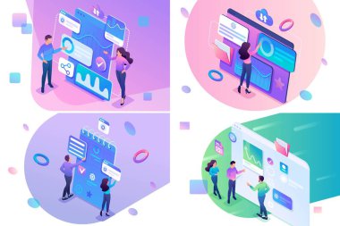 İzometrik Gençler veri toplar ve analiz, iş planları yapmak ayarlayın. Web sitesi ve mobil web sitesi geliştirme için