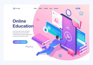 Biyometrik kavram Man online, bilgi büyük bir kütüphane okuyor. Eğitim için Mobil Uygulama. Site için açılış sayfası şablonu