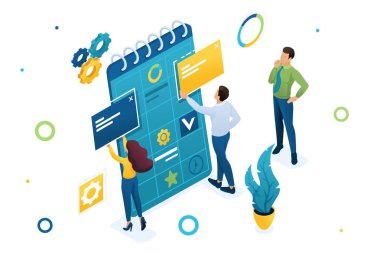 Genç girişimciler denoluşan bir iş planı nın oluşturulması üzerinde çalışıyoruz. Bir iş planı oluşturma. Web tasarımı için 3d biyometrik Konsept