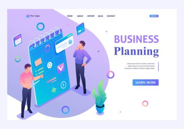 Gençler bir iş planı hazırlıyorlar. Modern teknoloji kavramı. 3d biyometrik. Açılış sayfası kavramları ve web tasarımı