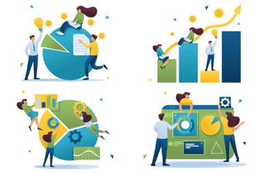 Düz 2d kavramları İş Veri Analizi, Veri Koleksiyonları, Verili Çizelge. Web tasarımı için kavram