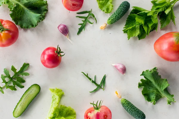 Fresh vegetable pattern top view — Stock Photo, Image