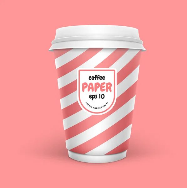一套白色背景的三维模拟咖啡纸杯 — 图库矢量图片