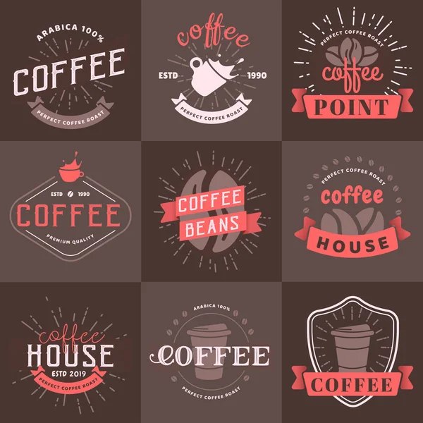 Ensemble d'illustration vectorielle de design de logotype de café vintage. Votre marque de modèle de logotypes de café avec des éléments de texte signe rétro . — Image vectorielle