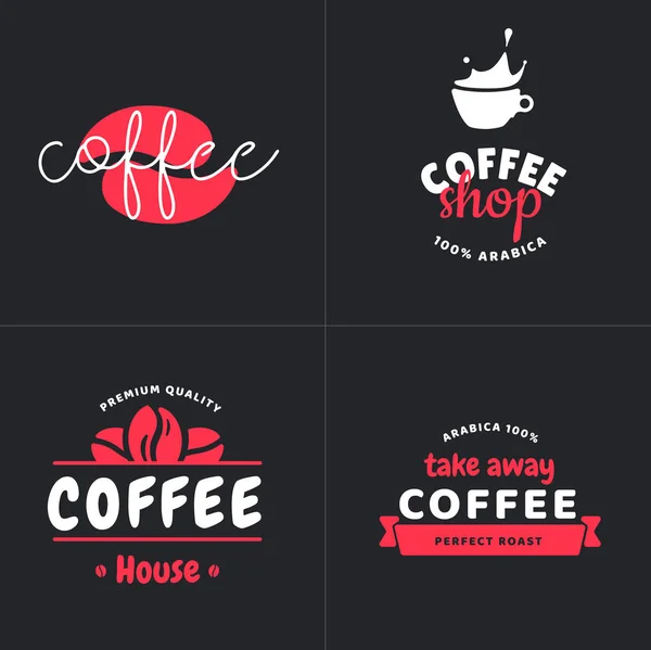 Σύνολο των σύγχρονων Καφεκοπτείων λογότυπο σχεδιασμό εικονογράφηση φορέα. Το εμπορικό σήμα σας café λογότυπα προτύπου με στοιχεία εισόδου κειμένου. — Διανυσματικό Αρχείο