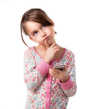 Telefonlu duygusal çocuk portresi