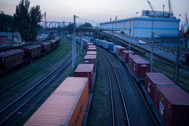 Odessa, Ukrayna 17 Temmuz 2015: Odessa Port demiryolu infrastru