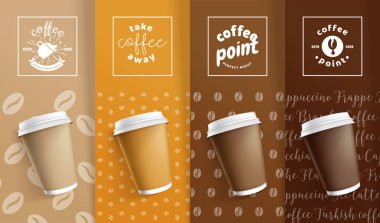 Kahve çekirdekleri Dikişsiz desen ayarla, dokular tasarım öğeleri.