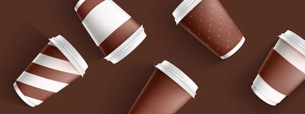 Modello Mockup per il tuo marchio 3d tazze di carta da caffè realistici su — Vettoriale Stock