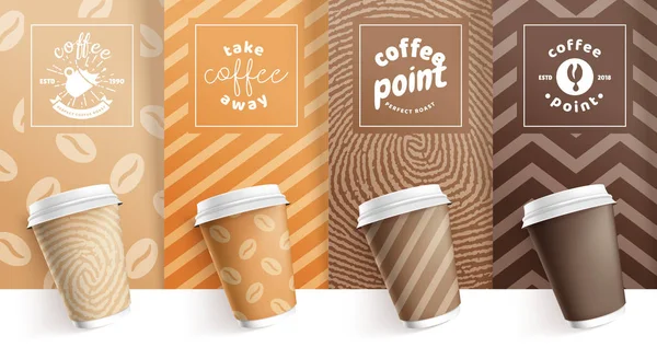 Sahte marka kahve kağıt cu gerçekçi için şablon kümesi — Stok Vektör