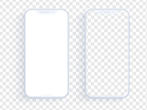 Vector blanc plat smartphone réaliste maquette isolé sur trans — Image vectorielle