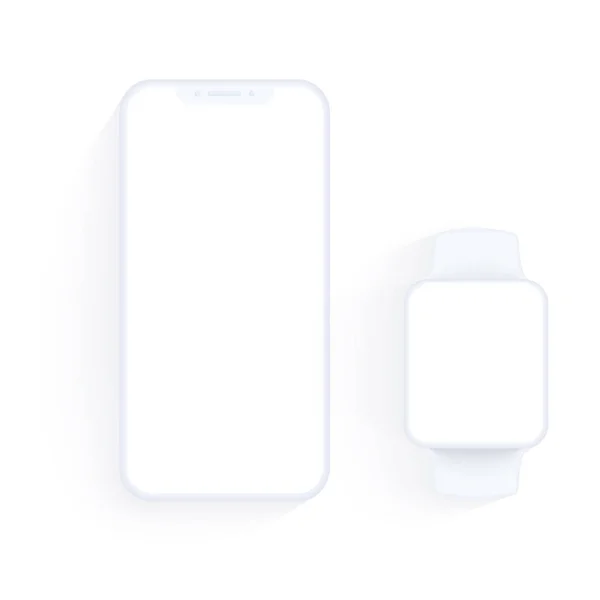 Vecteur blanc plat smartphone réaliste maquette isolée sur fond transparent avec écran blanc. Modèle parfait pour présenter la conception de votre interface utilisateur — Image vectorielle