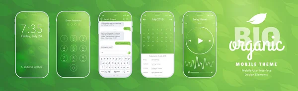 Elementos de design de interface de usuário definir estilo orgânico verde —  Vetores de Stock