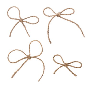 Beyaz arka planda izole edilmiş halat yay koleksiyonu