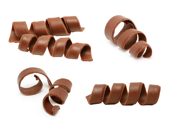 Cioccolato ricciolo impostato isolato su sfondo bianco — Foto Stock