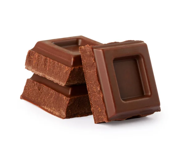 Barre di cioccolato fondente isolate su sfondo bianco — Foto Stock