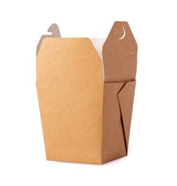 Yemek için kağıt kutusu. Fastfood için hazırlanmış zanaat ambalajı. Cardbo