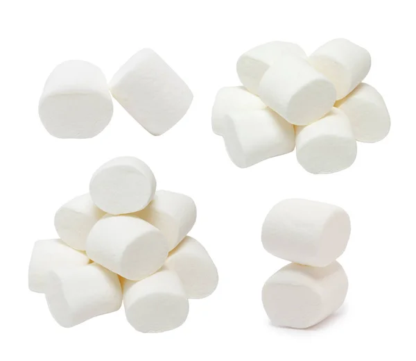 Set di marshmallow isolati su sfondo bianco — Foto Stock