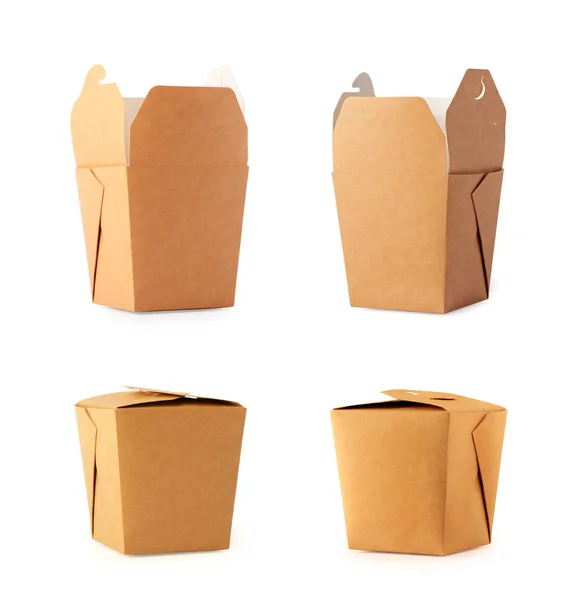 Caja de papel para comida. Conjunto de envases artesanales para comida rápida. Cardbo. — Foto de Stock