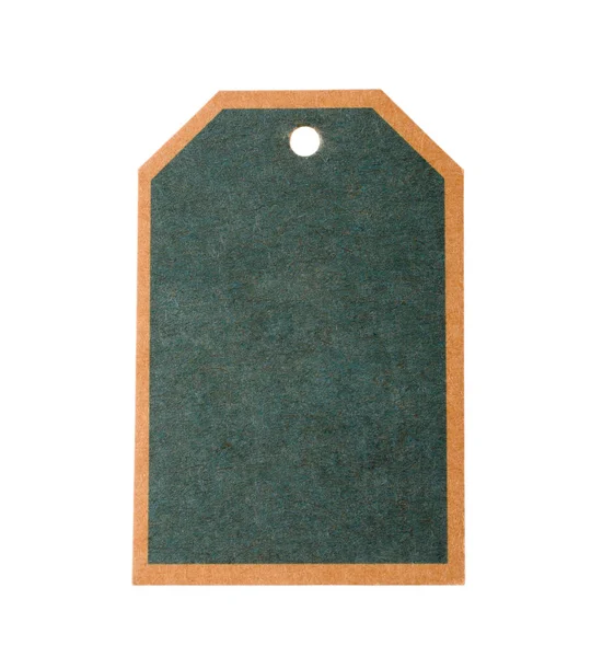 Nota de etiqueta de preço de papelão verde isolado no backgroun branco — Fotografia de Stock