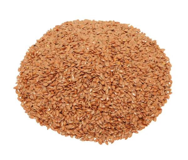 Brown flax seeds isolated on white background — Stock Photo, Image