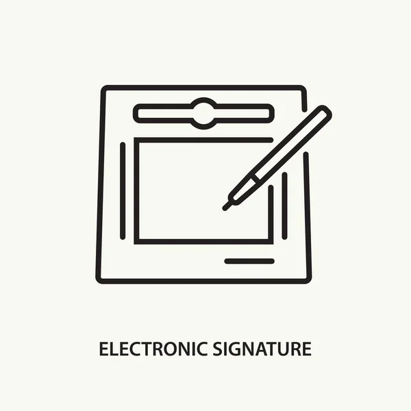 Electronic signature on sign pad. Digital sign on tablet. Flat l — Stock Vector