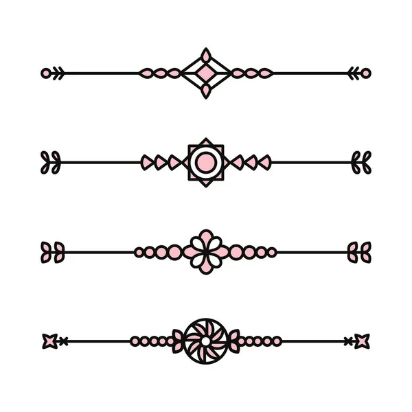 Набір роздільників тексту. Значок прикраси орнаменту. Векторні ілюстрації — стоковий вектор