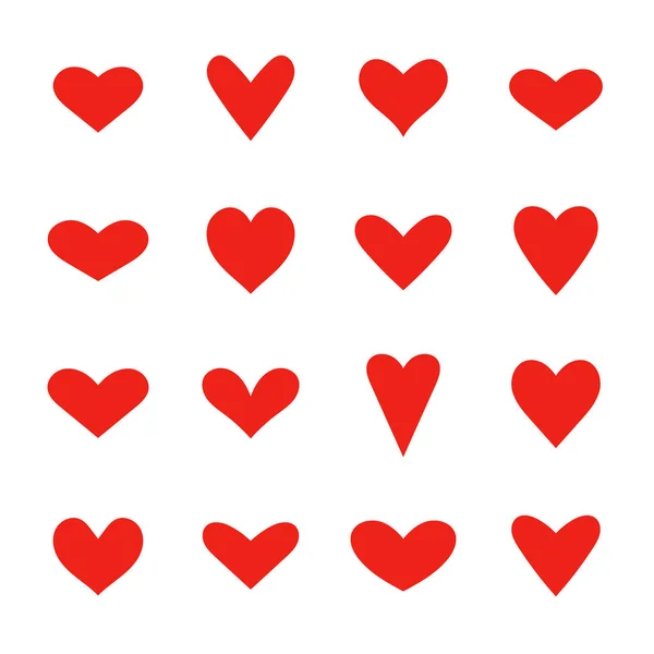 Ícones coração vermelho conjunto isolado no fundo branco. Casquilho diferente — Vetor de Stock