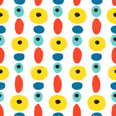 Yuvarlak ve oval şekiller ile el çizilmiş dikişsiz desen. Elips 