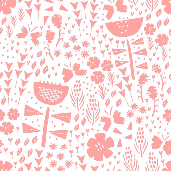 Kid flower and butterfly summer seamless pattern. Vector backgro — Stock Vector