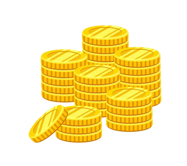 Pile of gold coins. Money icon. Flat design isolated on white ba — Stock Vector