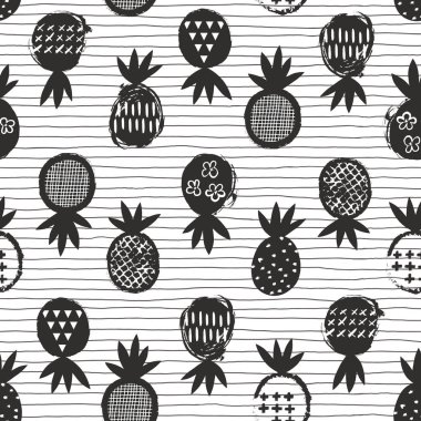 Ananas tropikal dikişsiz desen. Çocuk tasarımı. Vektör illustra