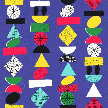 Komik geometrik dikişsiz desen. Modern tasarım. Vektör illustra