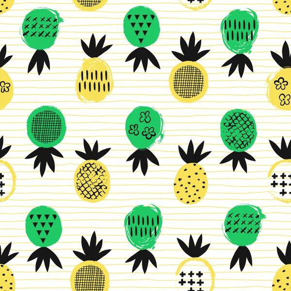 Pineapple tropical seamless pattern. Kid design. Vector illustra — Stock Vector