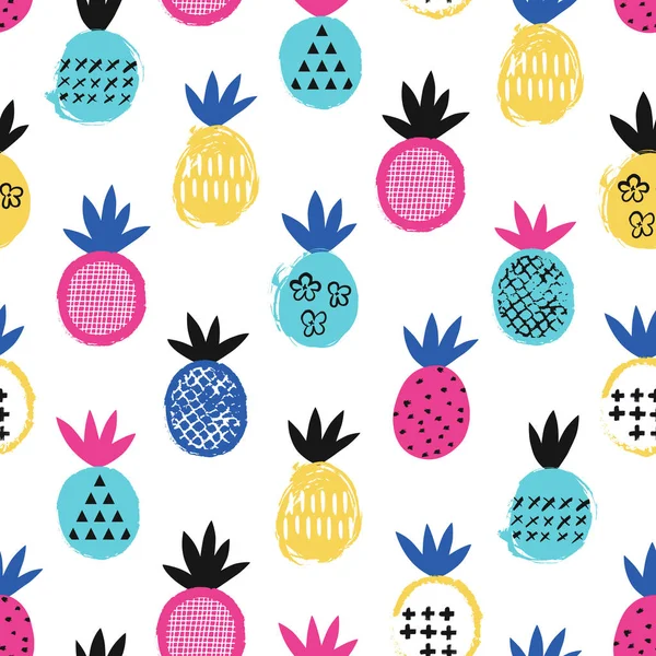 Pineapple seamless pattern. Kid design. Vector illustration. — Stock Vector