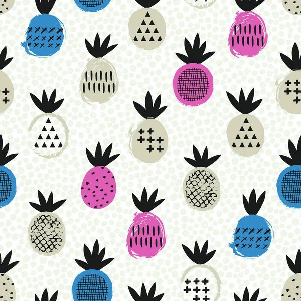 Pineapple seamless pattern. Kid design. Vector illustration. — Stock Vector