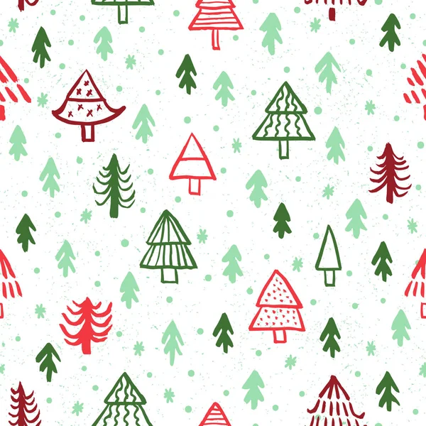 Arbre de sapin fond sans couture. Décoration de surface de Noël avec épicéa Illustration vectorielle. — Image vectorielle