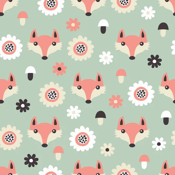 Fox seamless pattern. Vector illustration. — Stock Vector